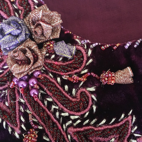 BOHO 90s handmade velvet art maxi dress NEW M - Picture 7 of 8